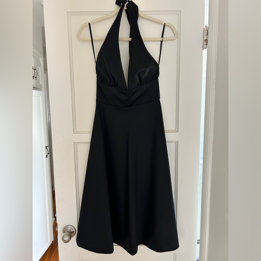 J Crew Plunge Neck, Backless Wool Cocktail Dress - sz 0